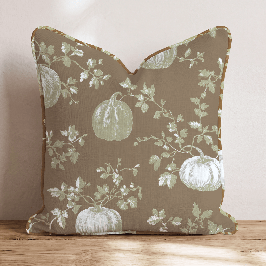 Walnut Pumpkin Toile Throw Pillow - Hillcroft Home