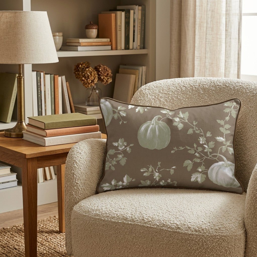 Walnut Pumpkin Toile Throw Pillow - Hillcroft Home