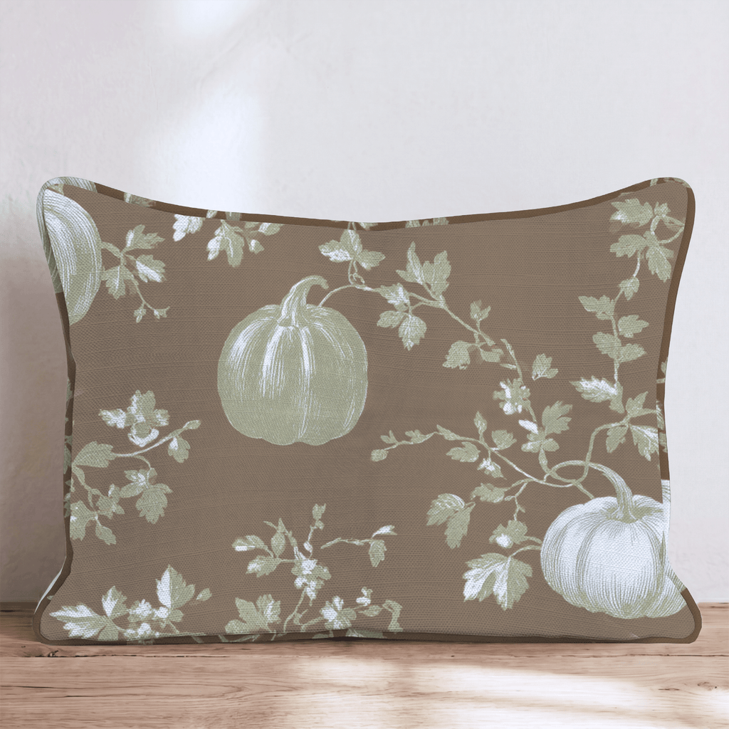 Walnut Pumpkin Toile Throw Pillow - Hillcroft Home