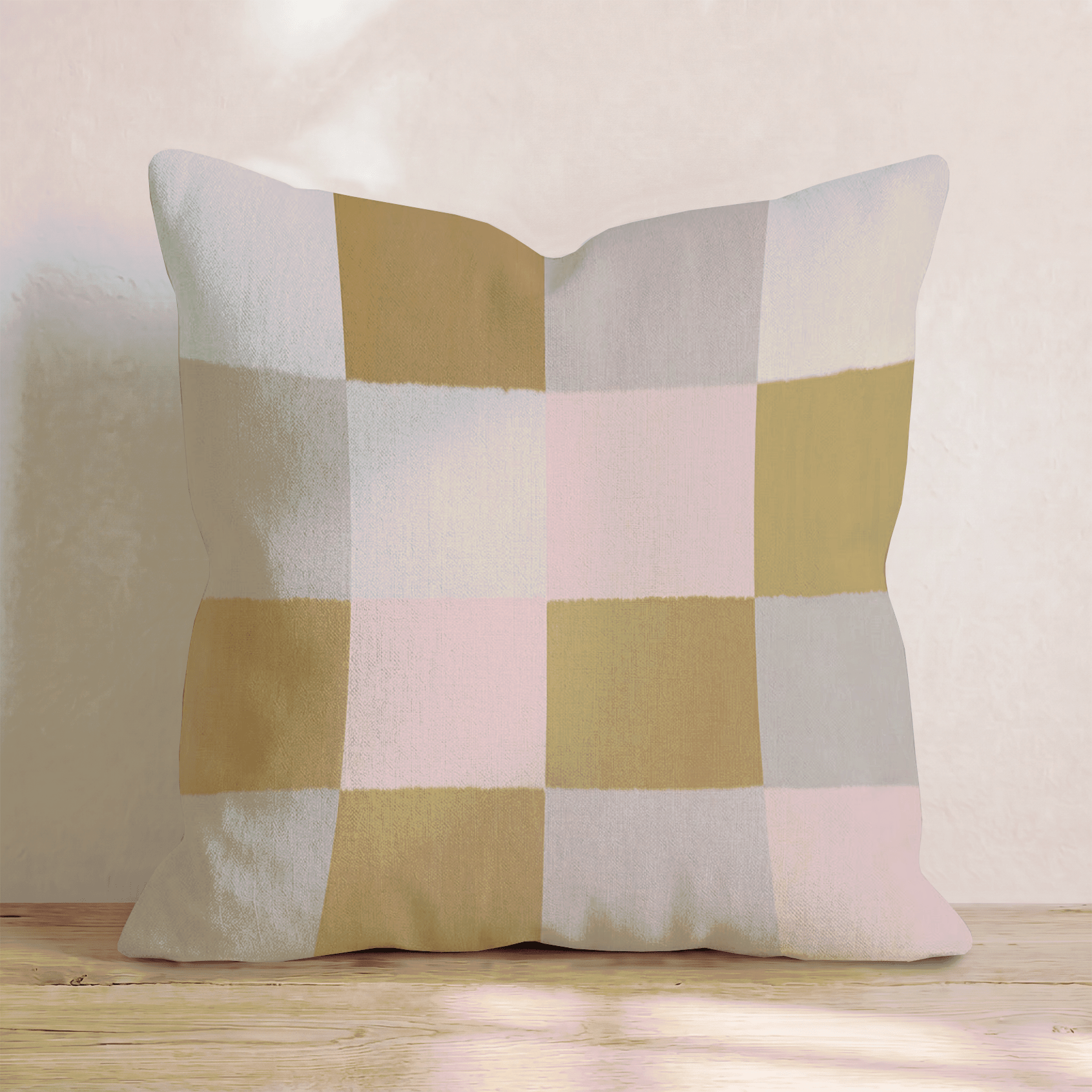 Warm Block Checker Throw Pillow - Hillcroft Home