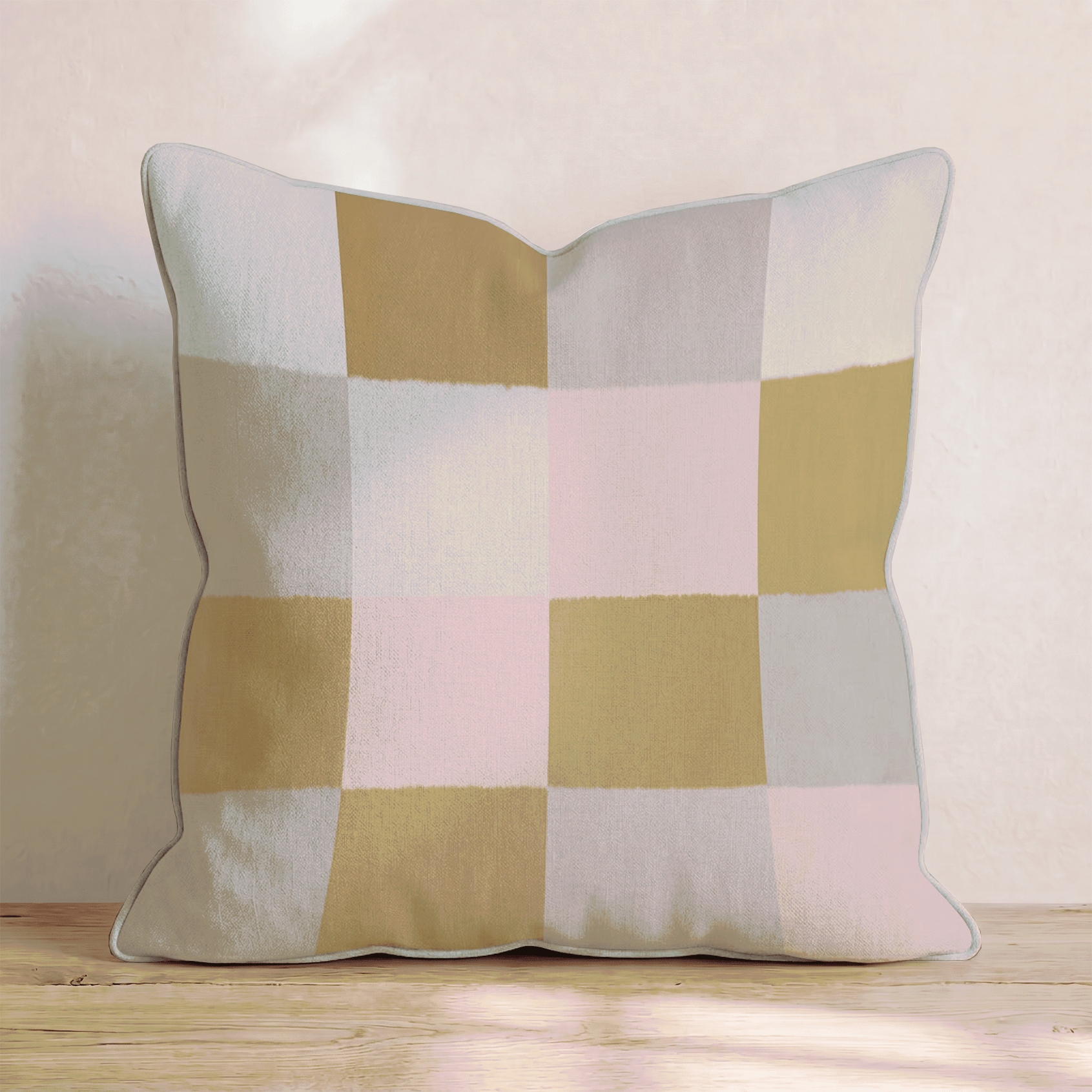 Warm Block Checker Throw Pillow - Hillcroft Home