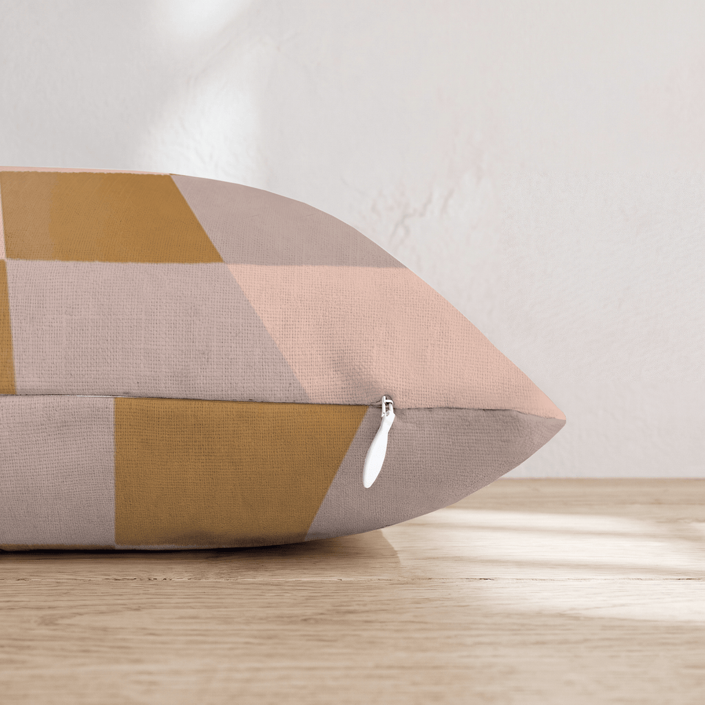 Warm Block Checker Throw Pillow - Hillcroft Home