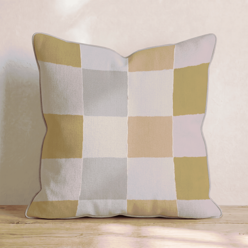 Warm Color Block Check Throw Pillow - Hillcroft Home