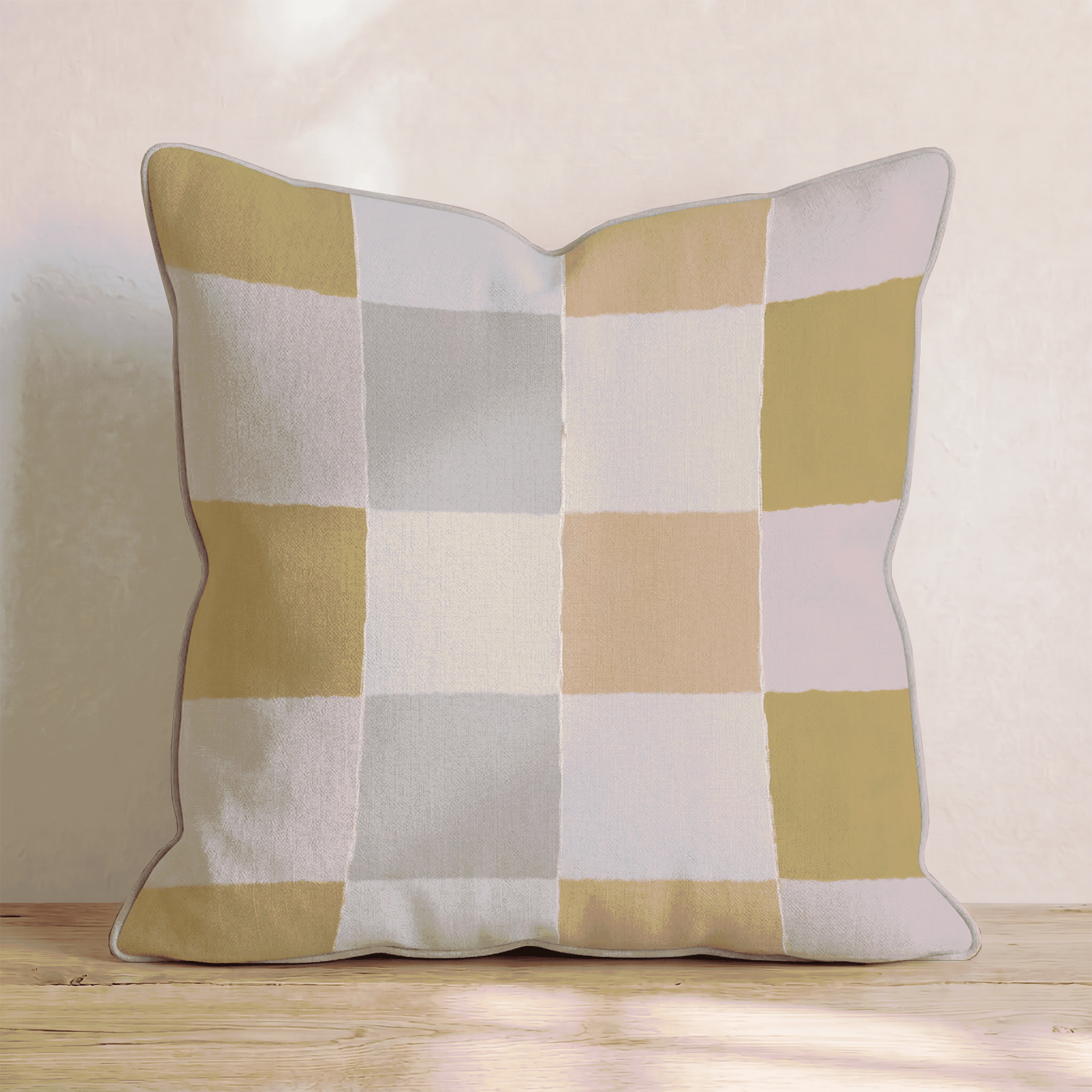 Warm Color Block Check Throw Pillow - Hillcroft Home