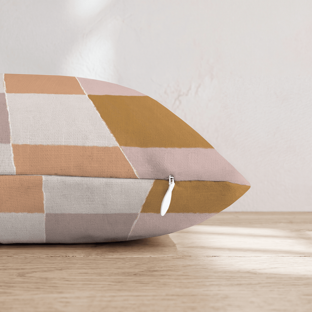 Warm Color Block Check Throw Pillow - Hillcroft Home
