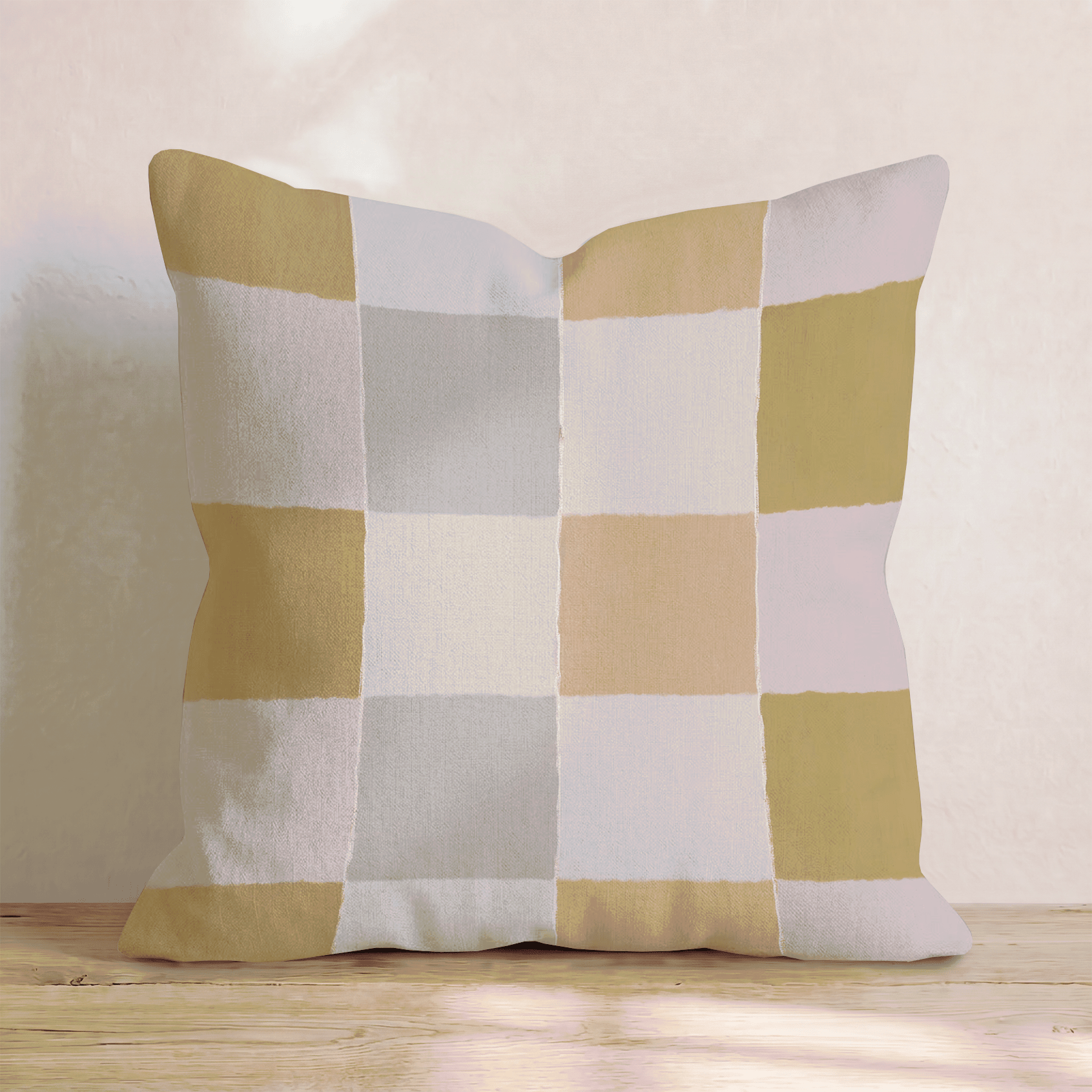 Warm Color Block Check Throw Pillow - Hillcroft Home