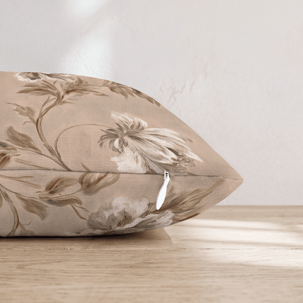 Warm Peony Vine Throw Pillow throw pillow - Hillcroft Home