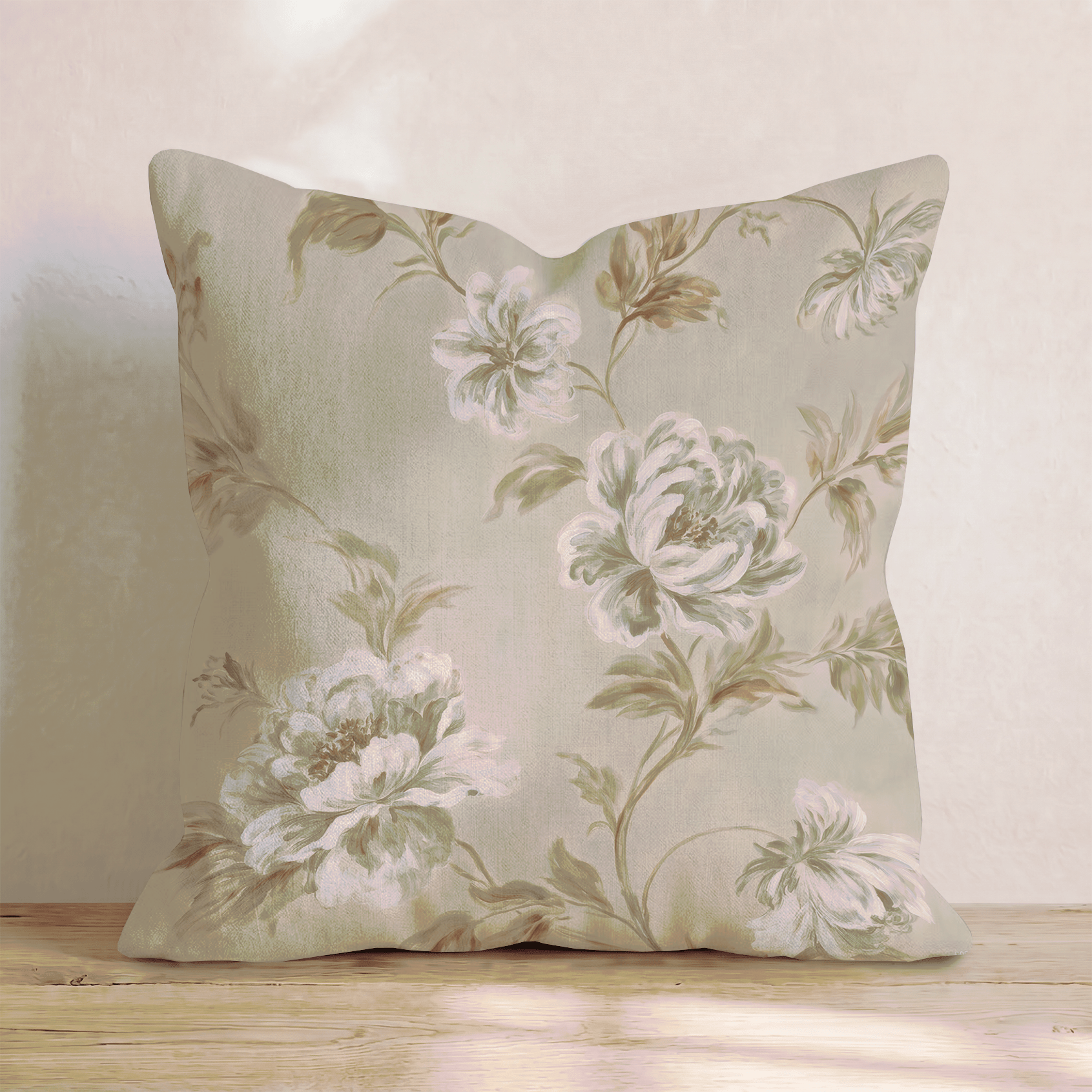 Warm Peony Vine Throw Pillow throw pillow - Hillcroft Home