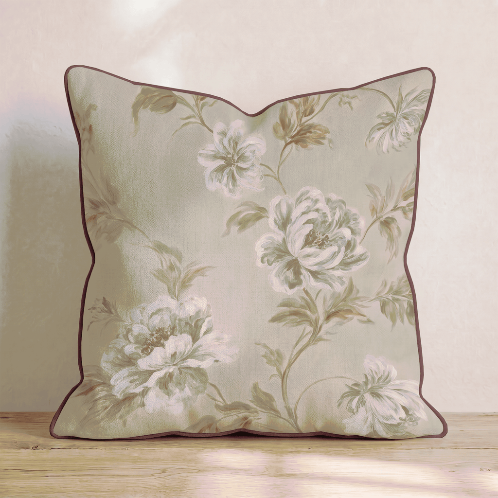 Warm Peony Vine Throw Pillow throw pillow - Hillcroft Home