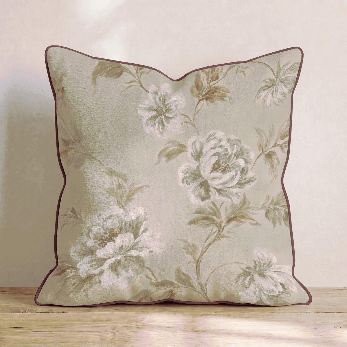 Warm Peony Vine Throw Pillow throw pillow - Hillcroft Home