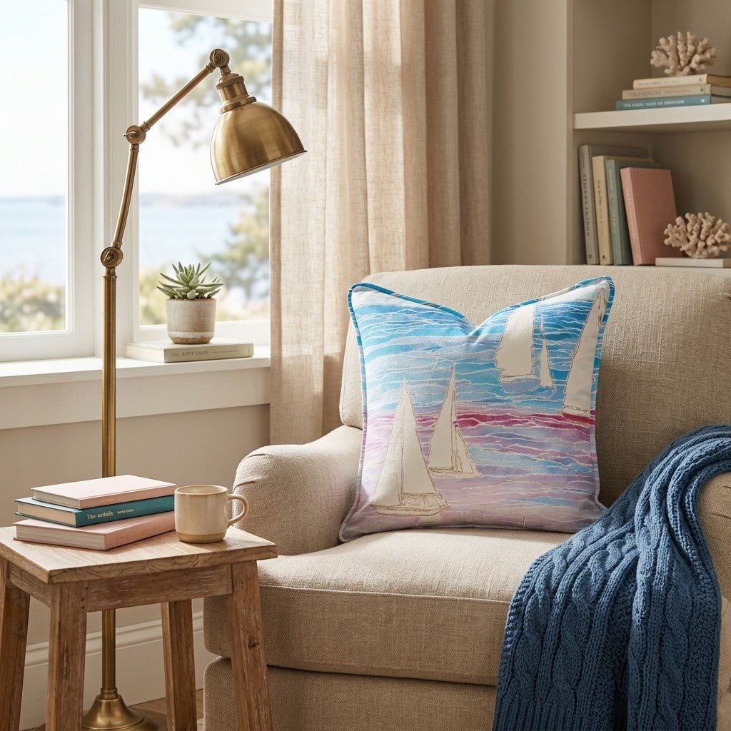 Water Lights Sailing Throw Pillow - Hillcroft Home
