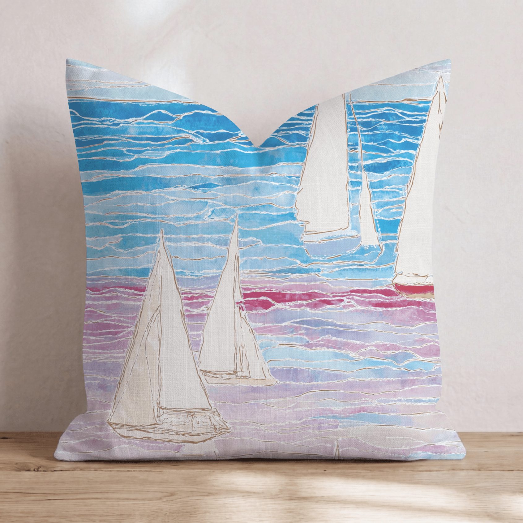 Water Lights Sailing Throw Pillow - Hillcroft Home