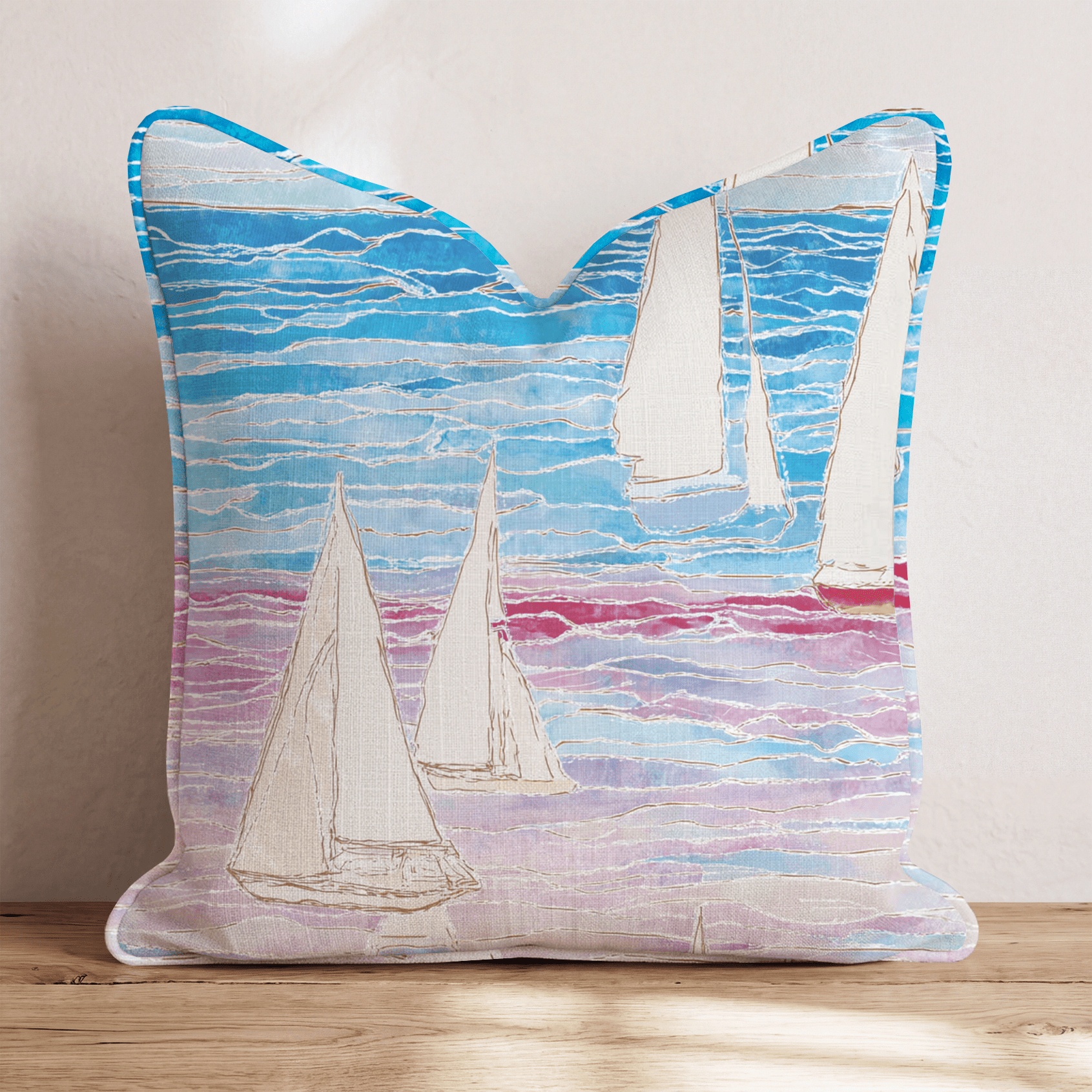 Water Lights Sailing Throw Pillow - Hillcroft Home