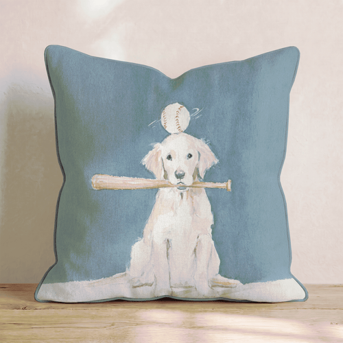 Watercolor Baseball Golden Throw Pillow - Hillcroft Home