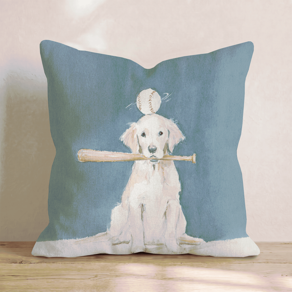 Watercolor Baseball Golden Throw Pillow - Hillcroft Home