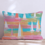 Watercolor Bliss Sailboats Throw Pillow - Hillcroft Home