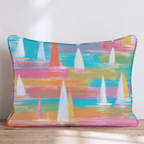 Watercolor Bliss Sailboats Throw Pillow - Hillcroft Home