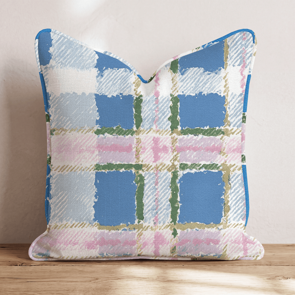 Watercolor Bliss Tartan Throw Pillow - Hillcroft Home