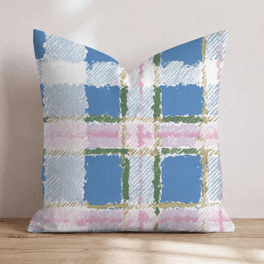 Watercolor Bliss Tartan Throw Pillow - Hillcroft Home