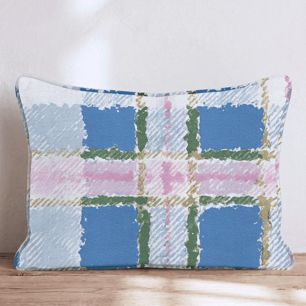 Watercolor Bliss Tartan Throw Pillow - Hillcroft Home
