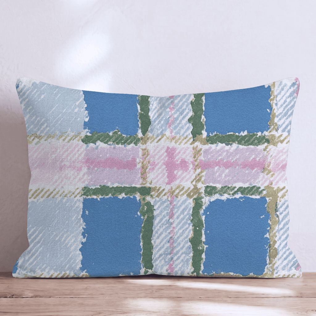Watercolor Bliss Tartan Throw Pillow - Hillcroft Home