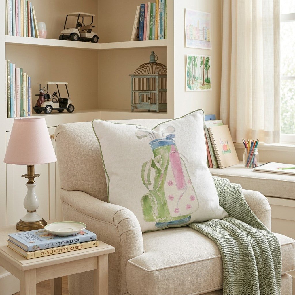 watercolor caddy graphic Throw Pillow - Hillcroft Home