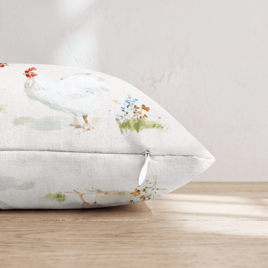 Watercolor Chickens Throw Pillow - Hillcroft Home