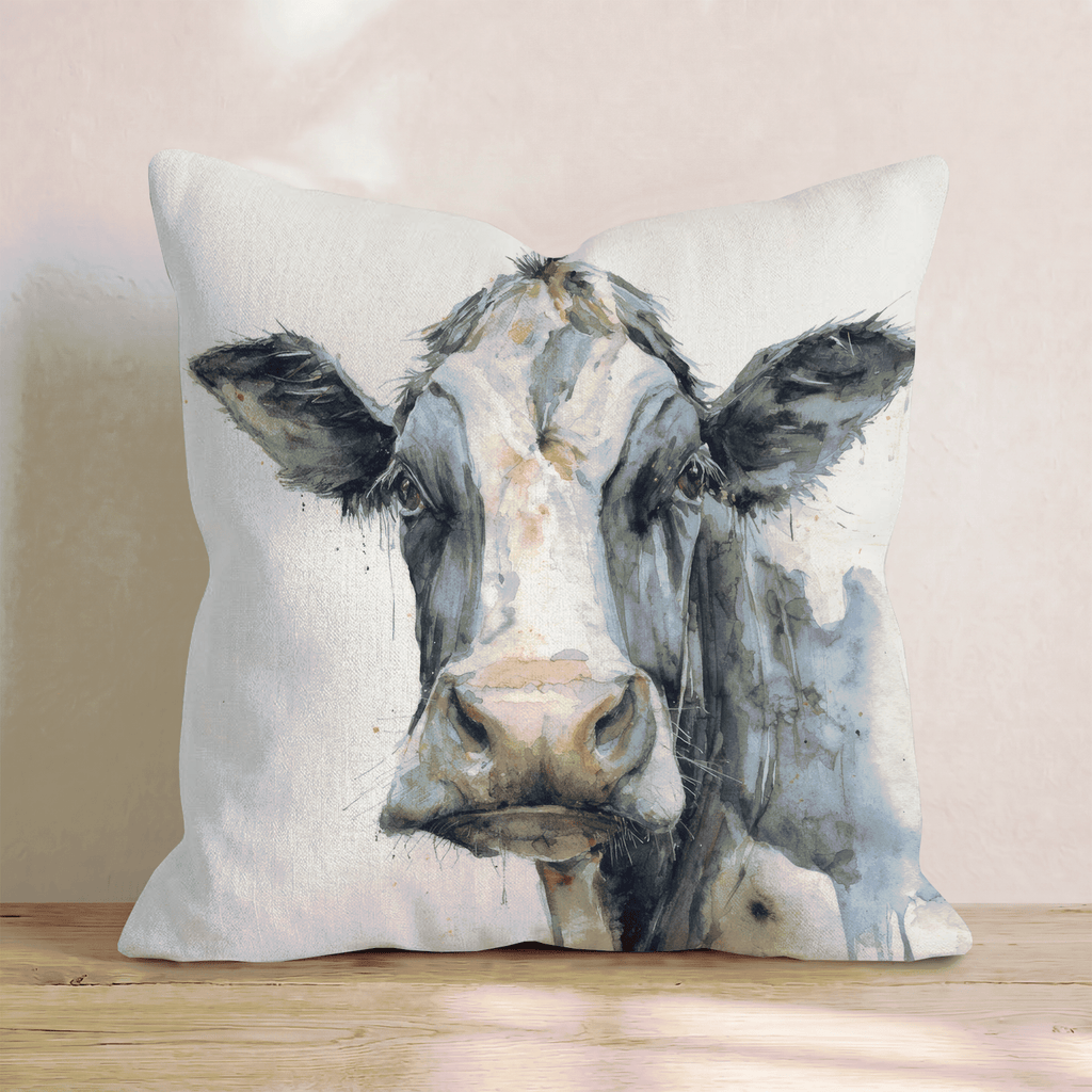 Watercolor Cow Portrait Throw Pillow - Hillcroft Home
