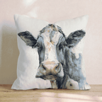 Watercolor Cow Portrait Throw Pillow - Hillcroft Home