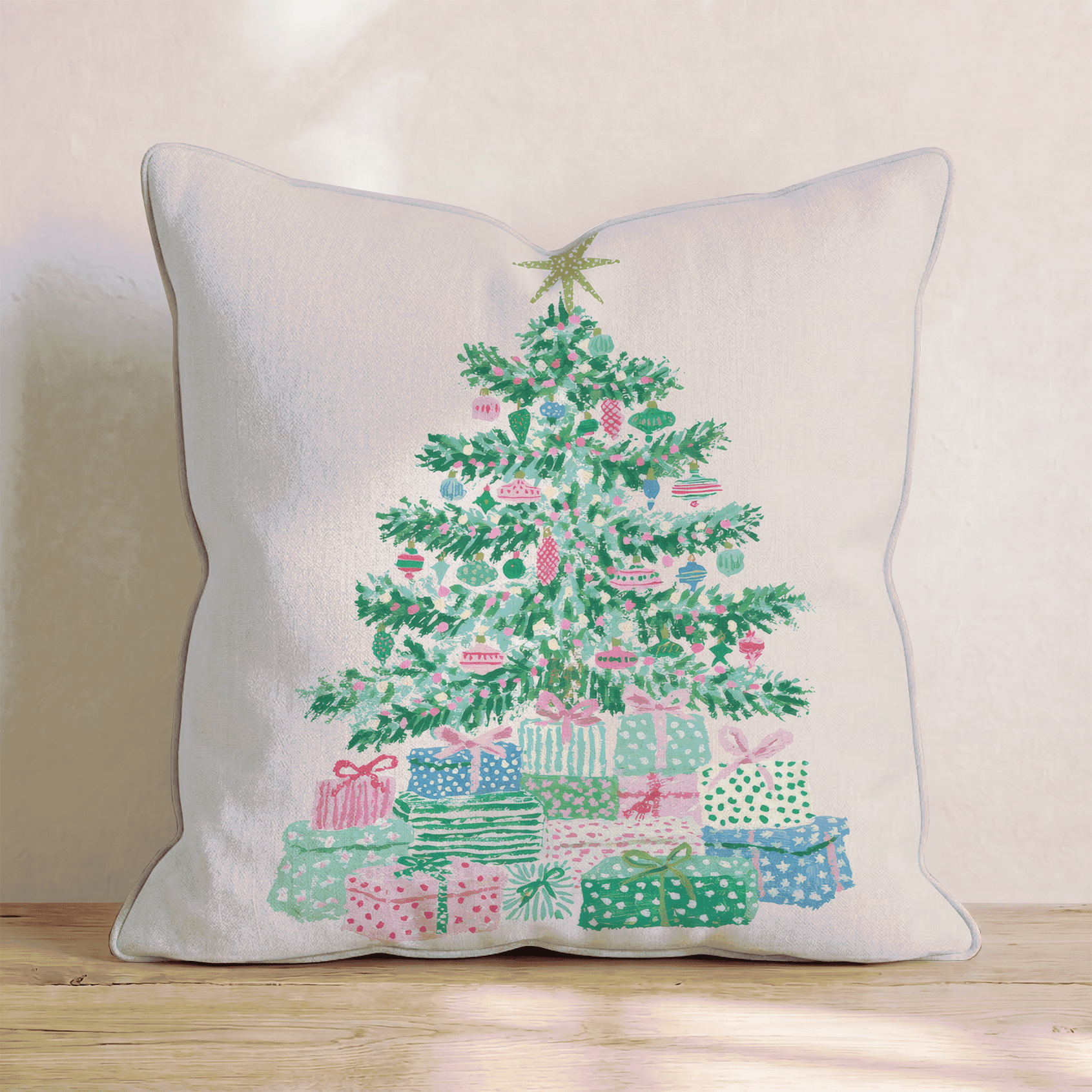 Watercolor Shell Tree Throw Pillow - Hillcroft Home