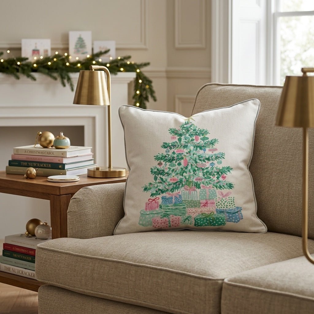 Watercolor Shell Tree Throw Pillow - Hillcroft Home