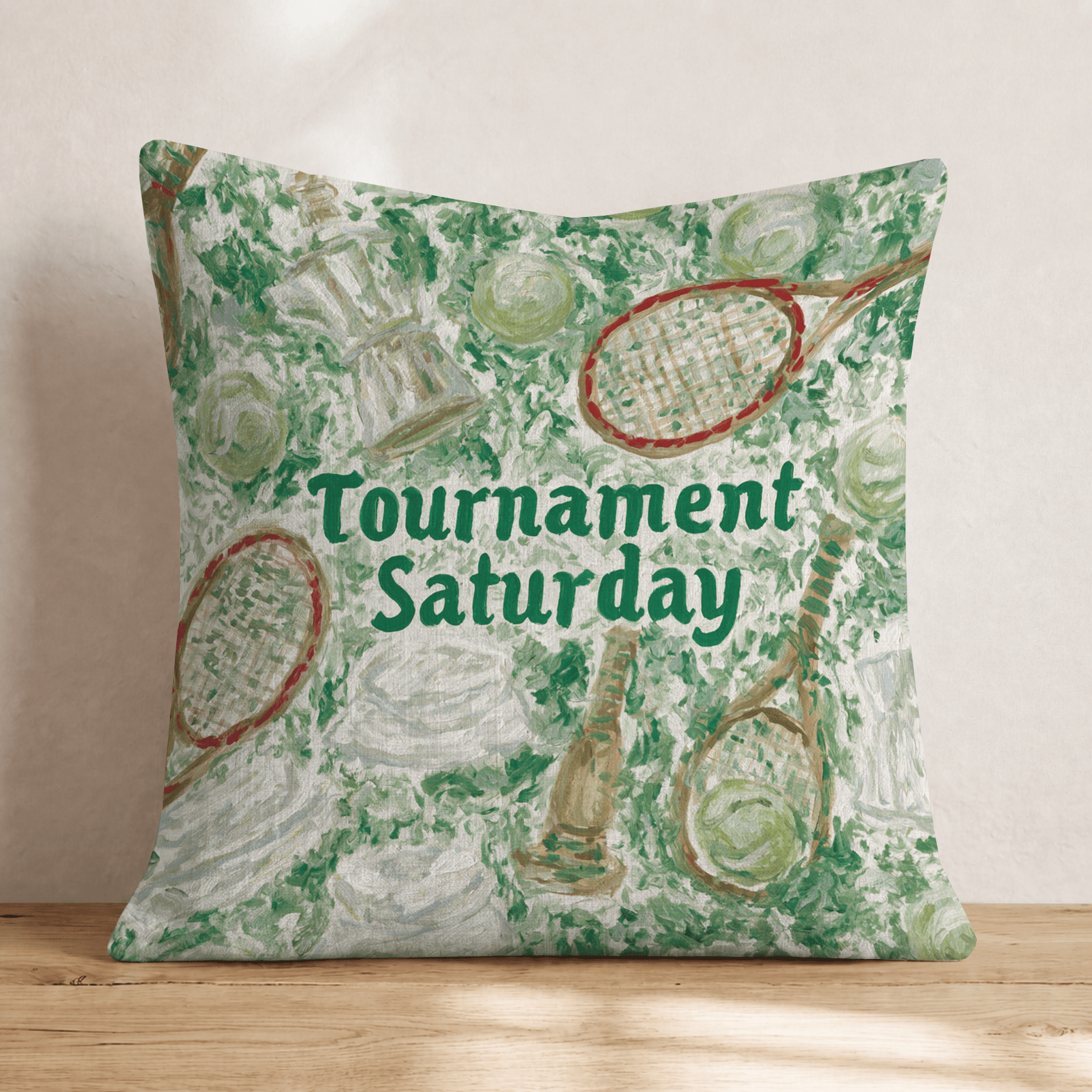 Watercolor Tournament Saturday Throw Pillow - Hillcroft Home