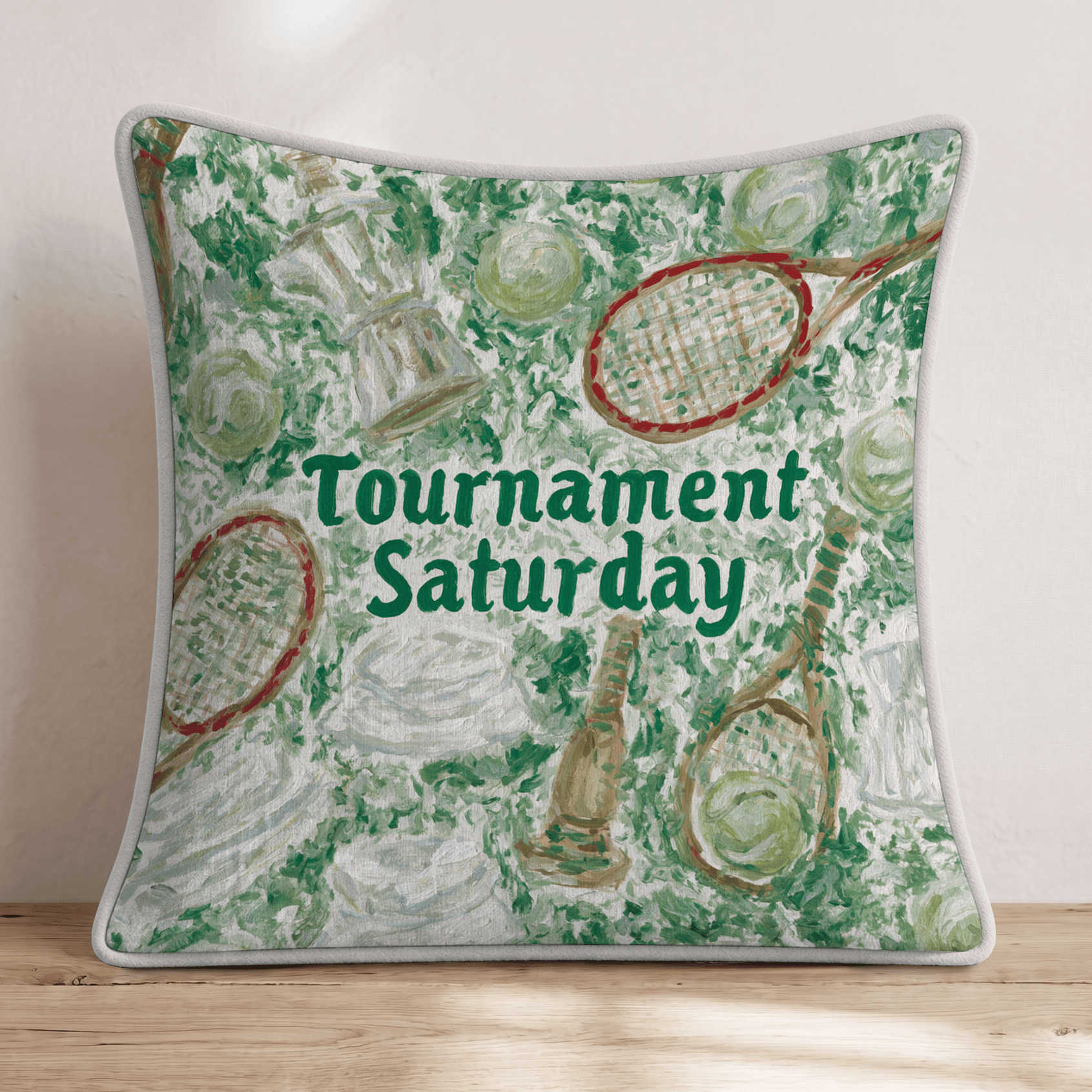 Watercolor Tournament Saturday Throw Pillow - Hillcroft Home