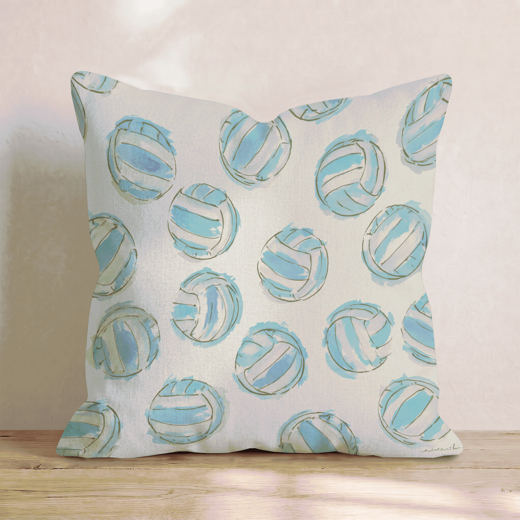 Watercolor Volleyball Throw Pillow - Hillcroft Home