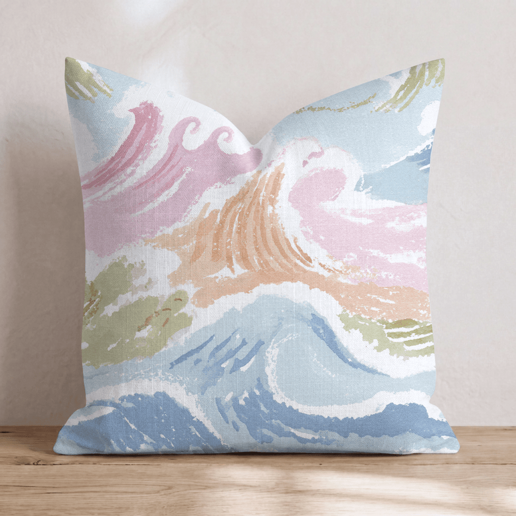 Watercolor Waves Throw Pillow - Hillcroft Home