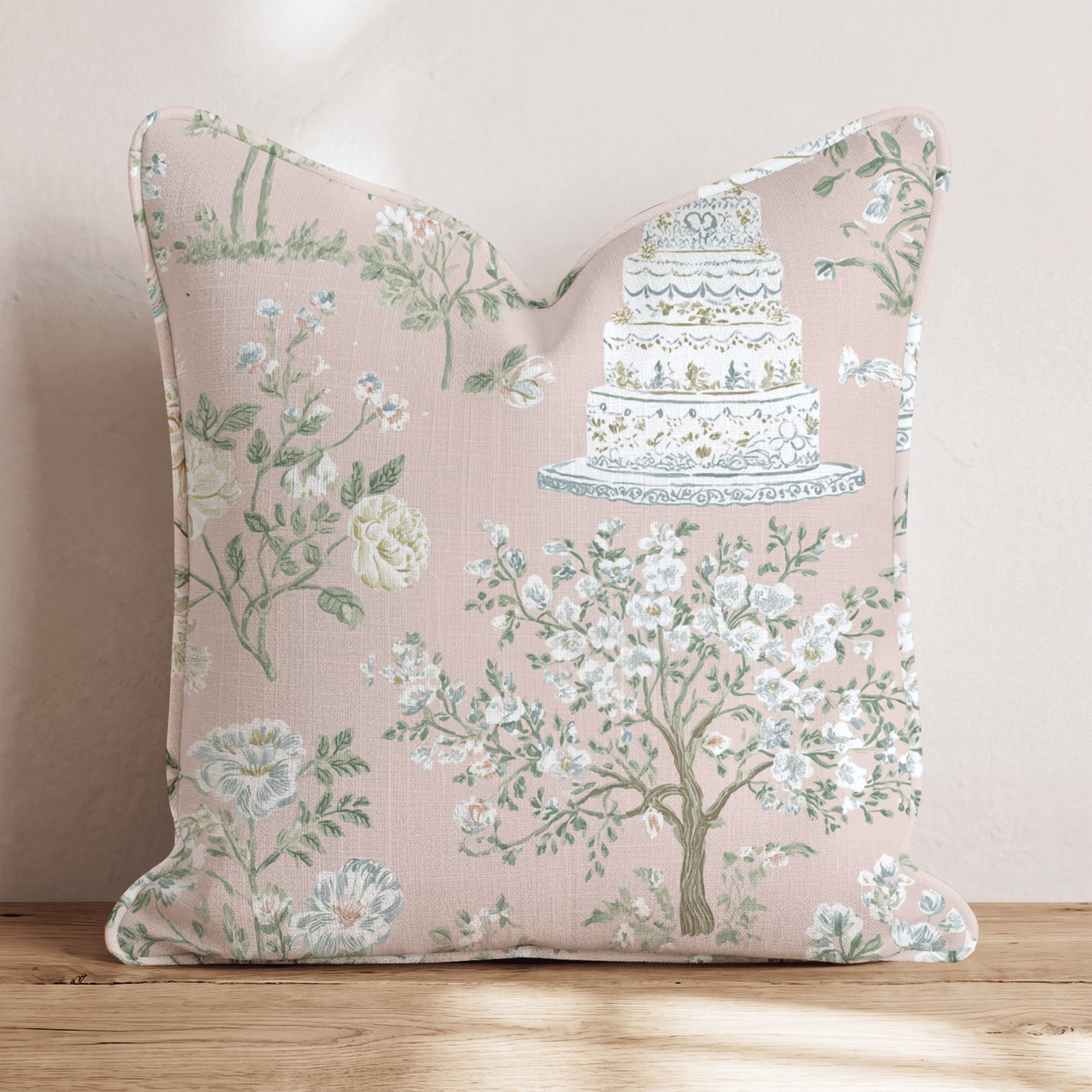 Wedding Cake Toile Throw Pillow - Hillcroft Home