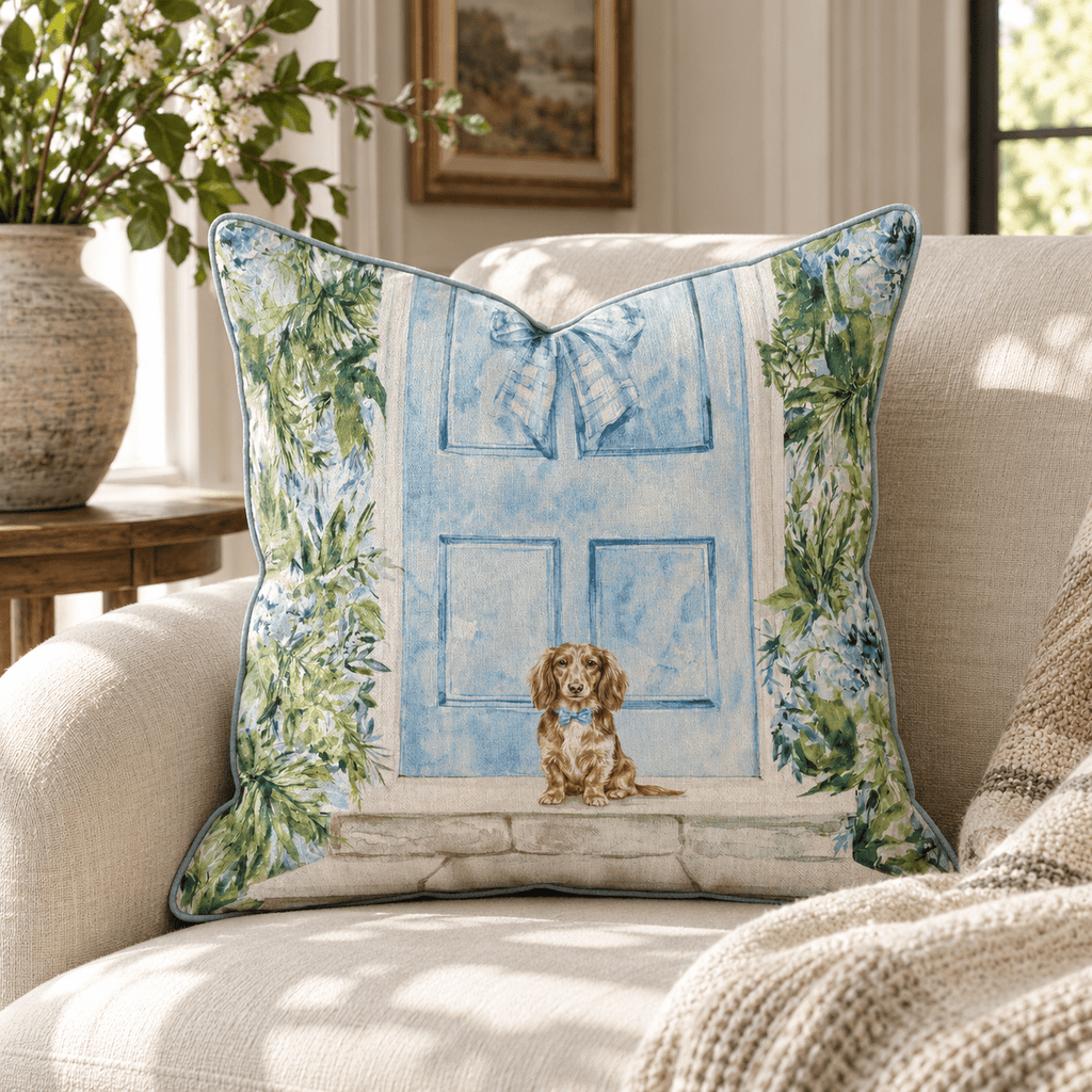 Welcome Home Dachshund Throw Pillow throw pillow - Hillcroft Home