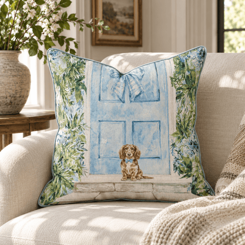 Welcome Home Dachshund Throw Pillow throw pillow - Hillcroft Home