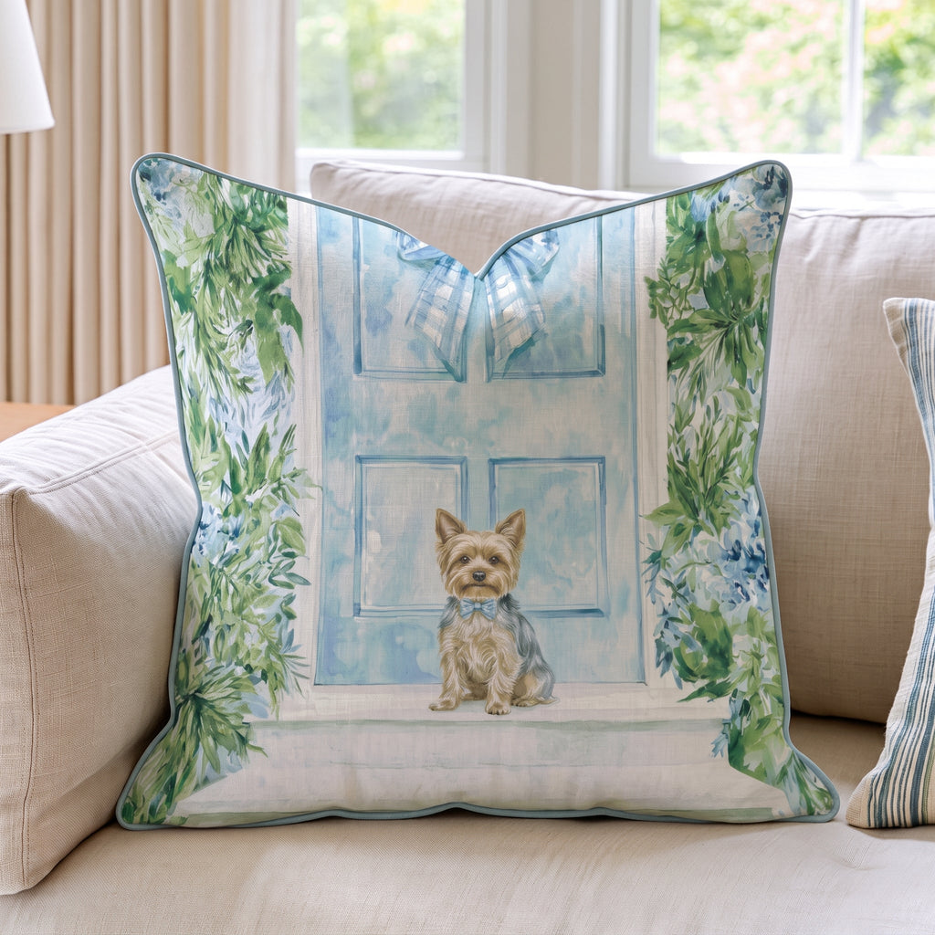 Welcome Home Yorkshire Terrier Throw Pillow throw pillow - Hillcroft Home