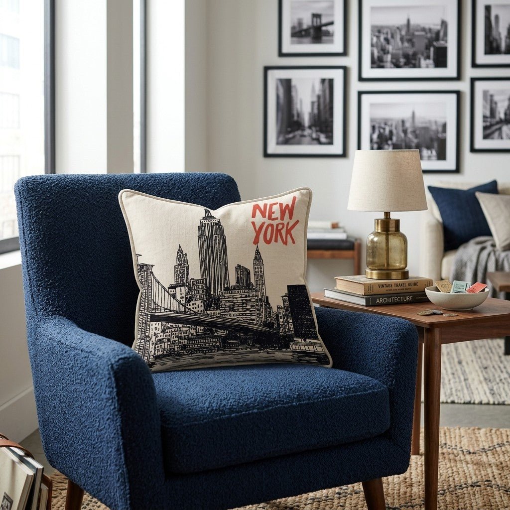 Welcome to New York Throw Pillow - Hillcroft Home