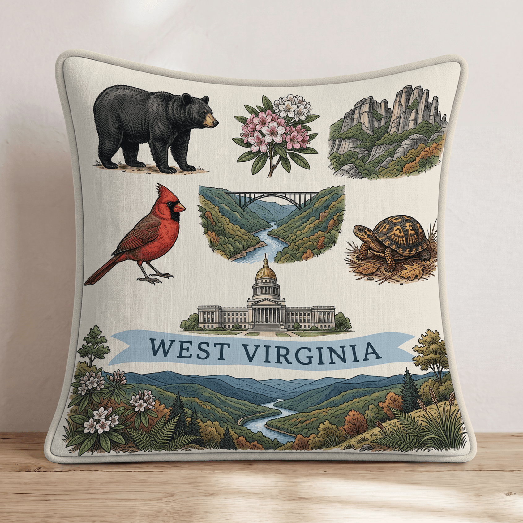 West Virginia Gallery Throw Pillow - Hillcroft Home