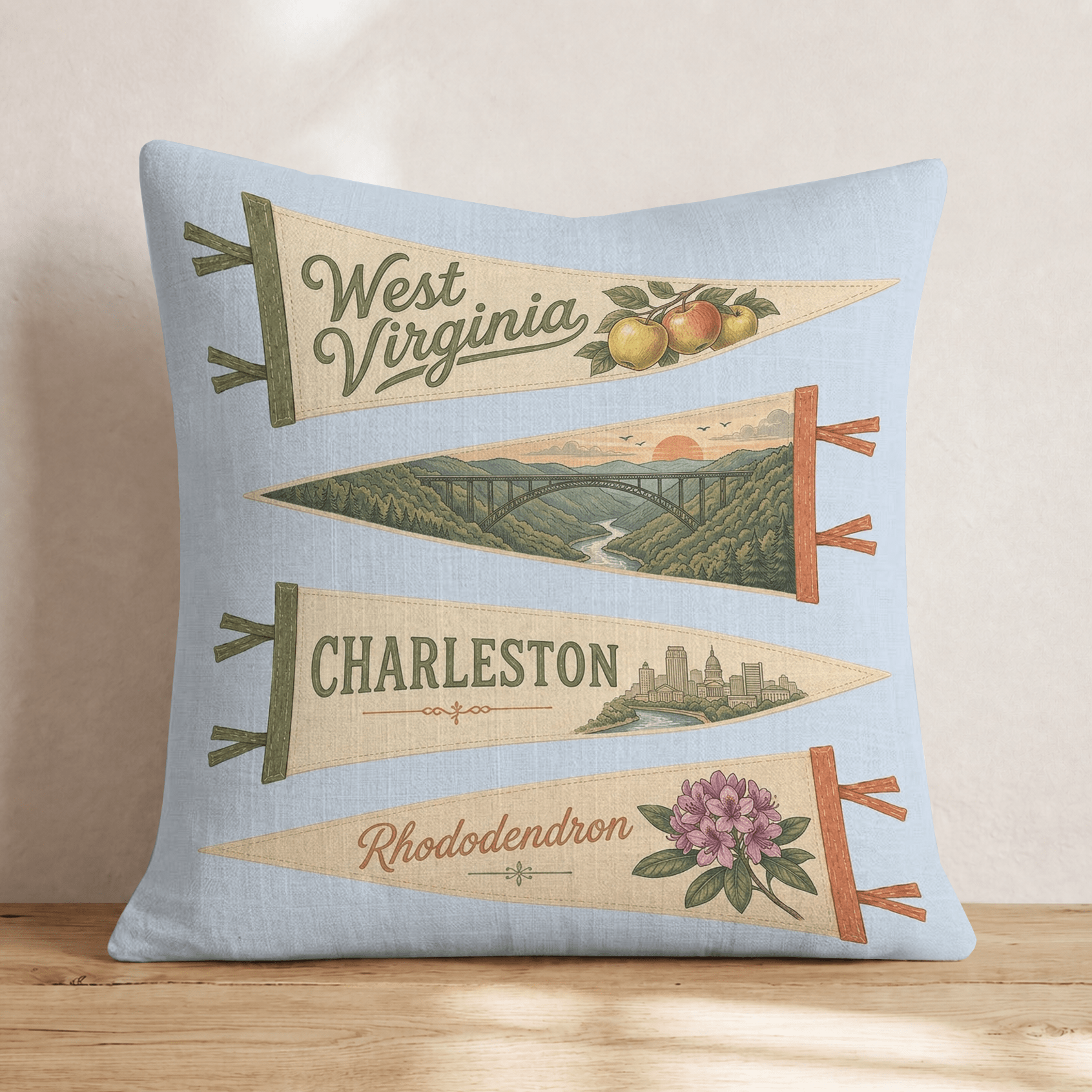 West Virginia Pennant Throw Pillow - Hillcroft Home