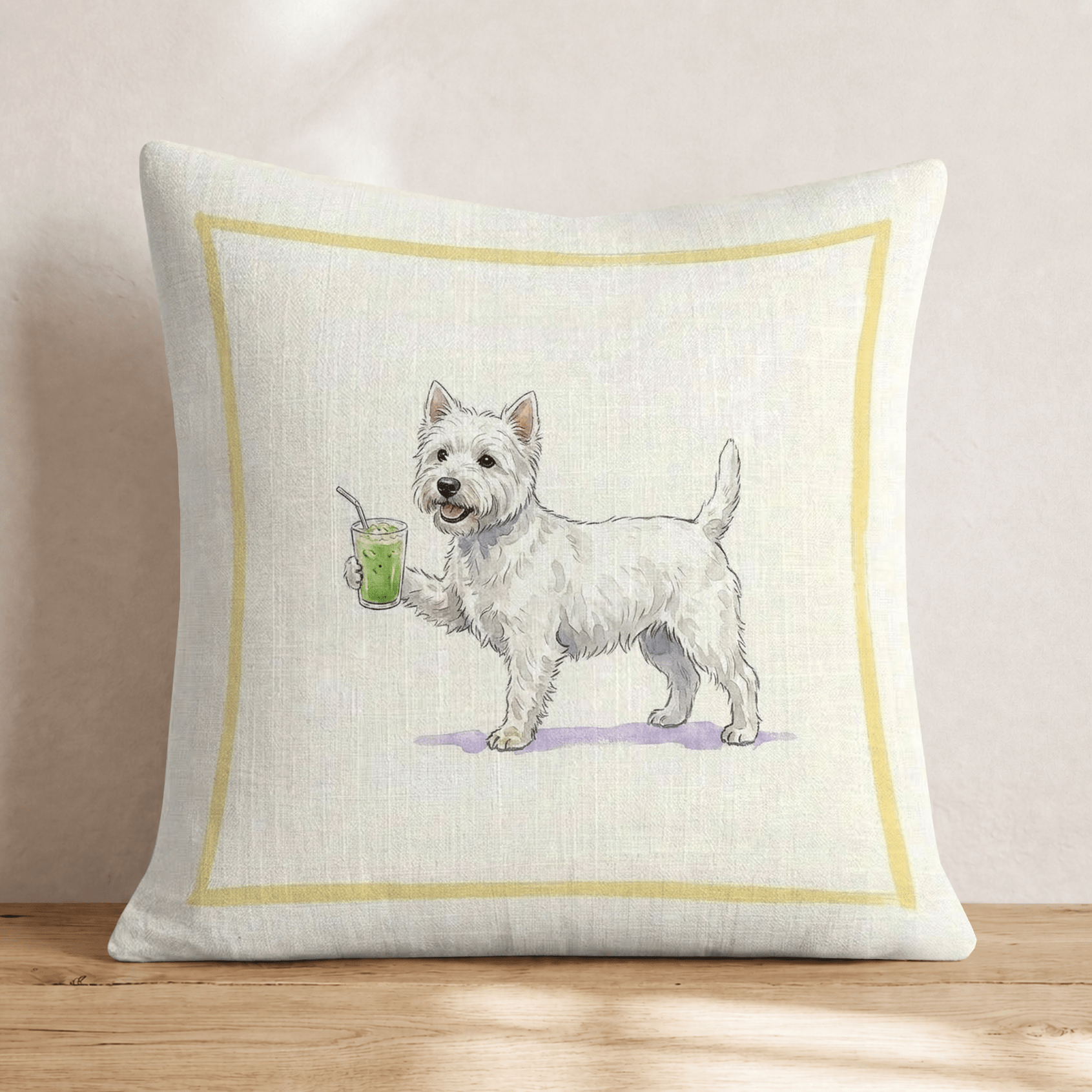 Westie Matcha Throw Pillow - Hillcroft Home