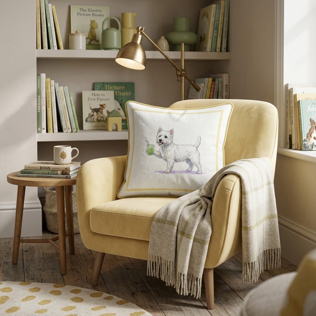Westie Matcha Throw Pillow - Hillcroft Home