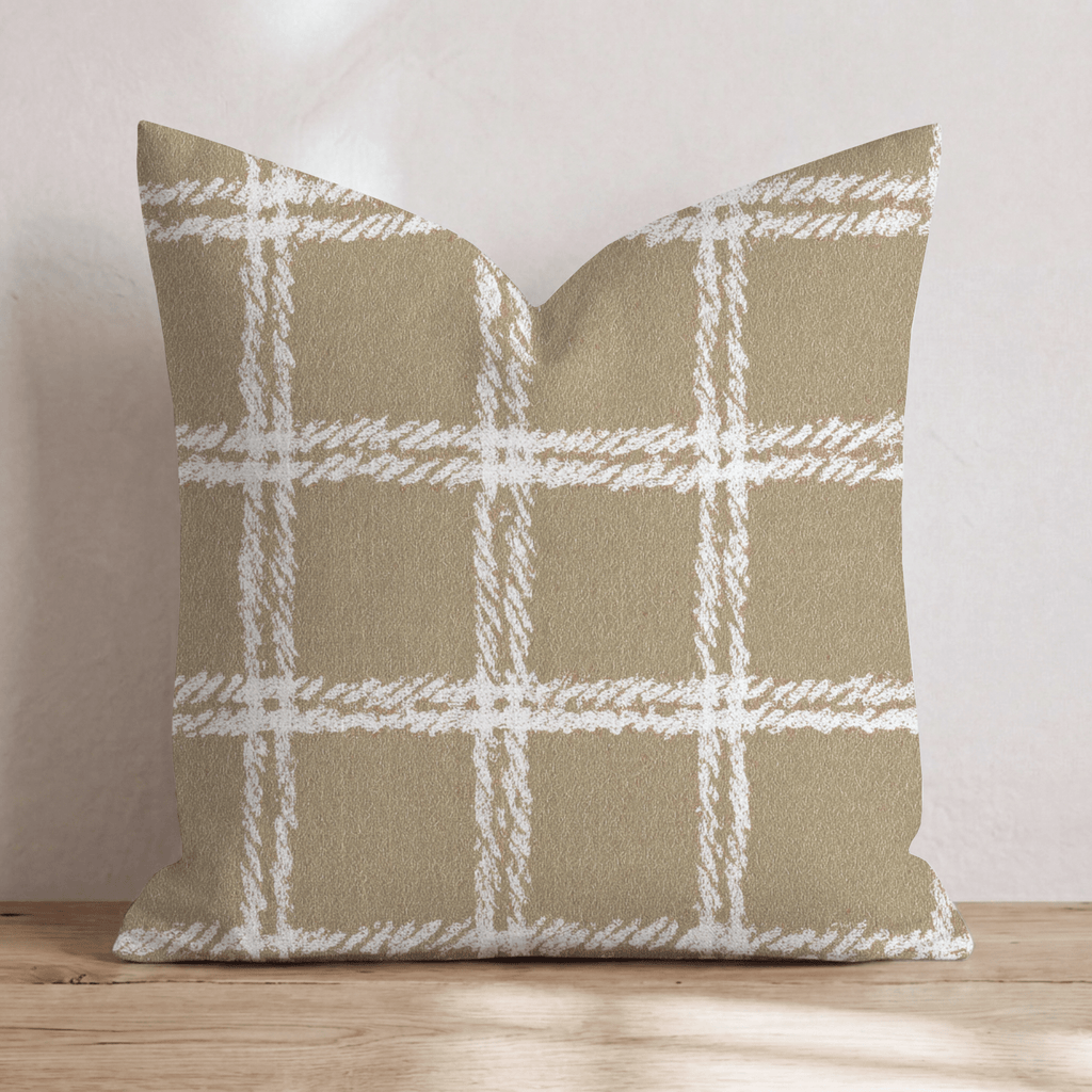 Wheat Plaid Throw Pillow - Hillcroft Home