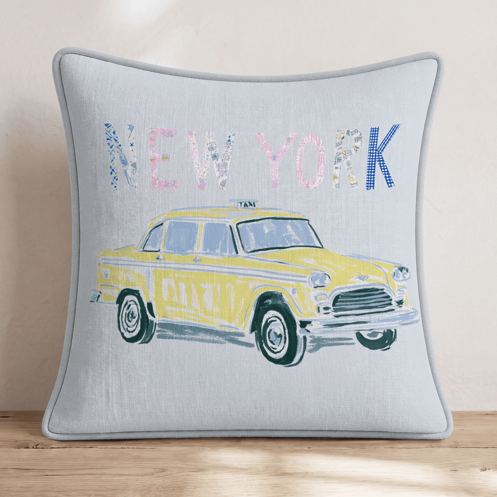 Whimsical NYC Taxi Throw Pillow - Hillcroft Home