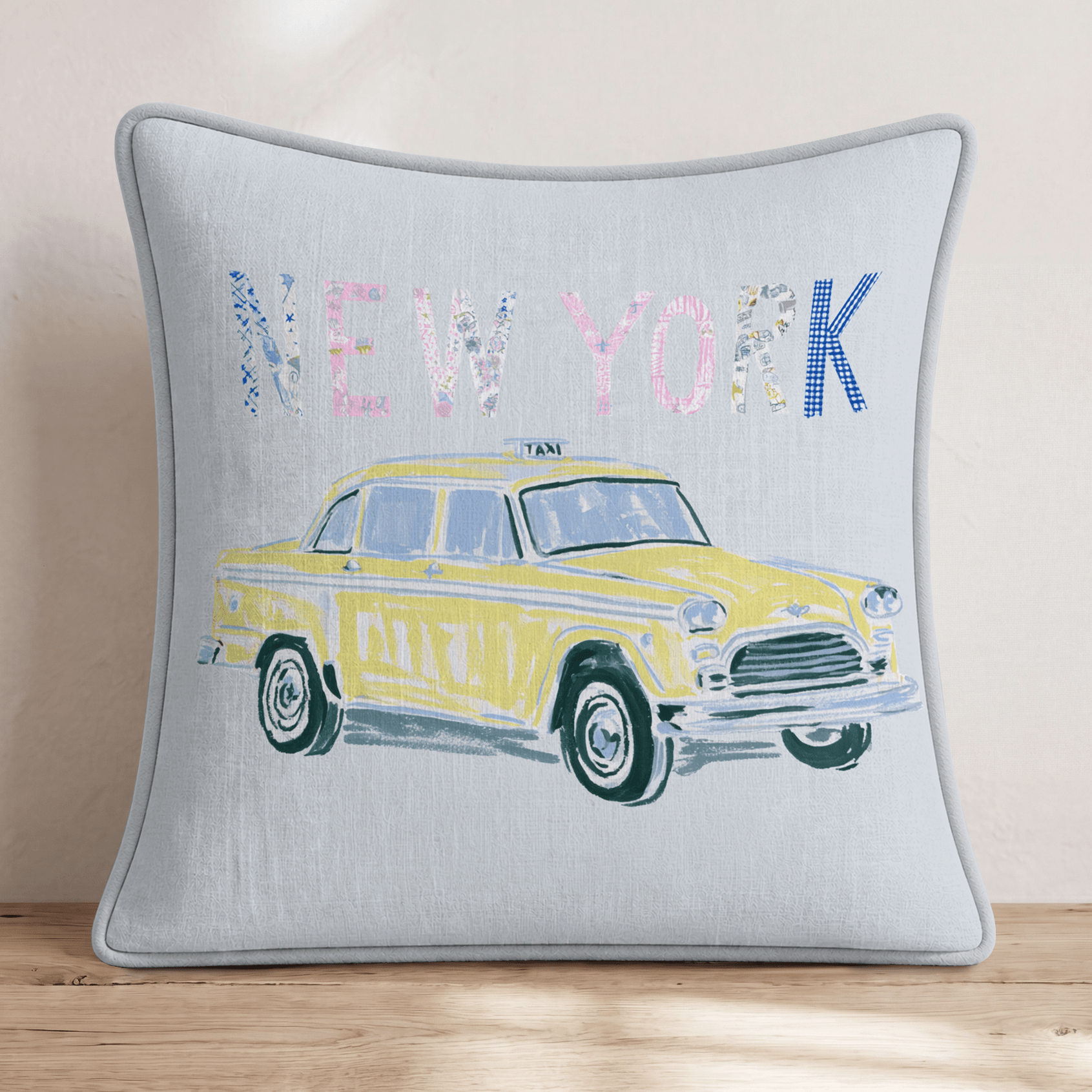 Whimsical NYC Taxi Throw Pillow - Hillcroft Home