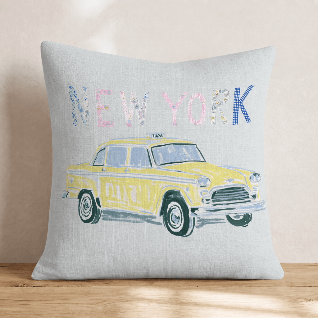 Whimsical NYC Taxi Throw Pillow - Hillcroft Home