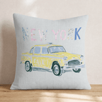 Whimsical NYC Taxi Throw Pillow - Hillcroft Home