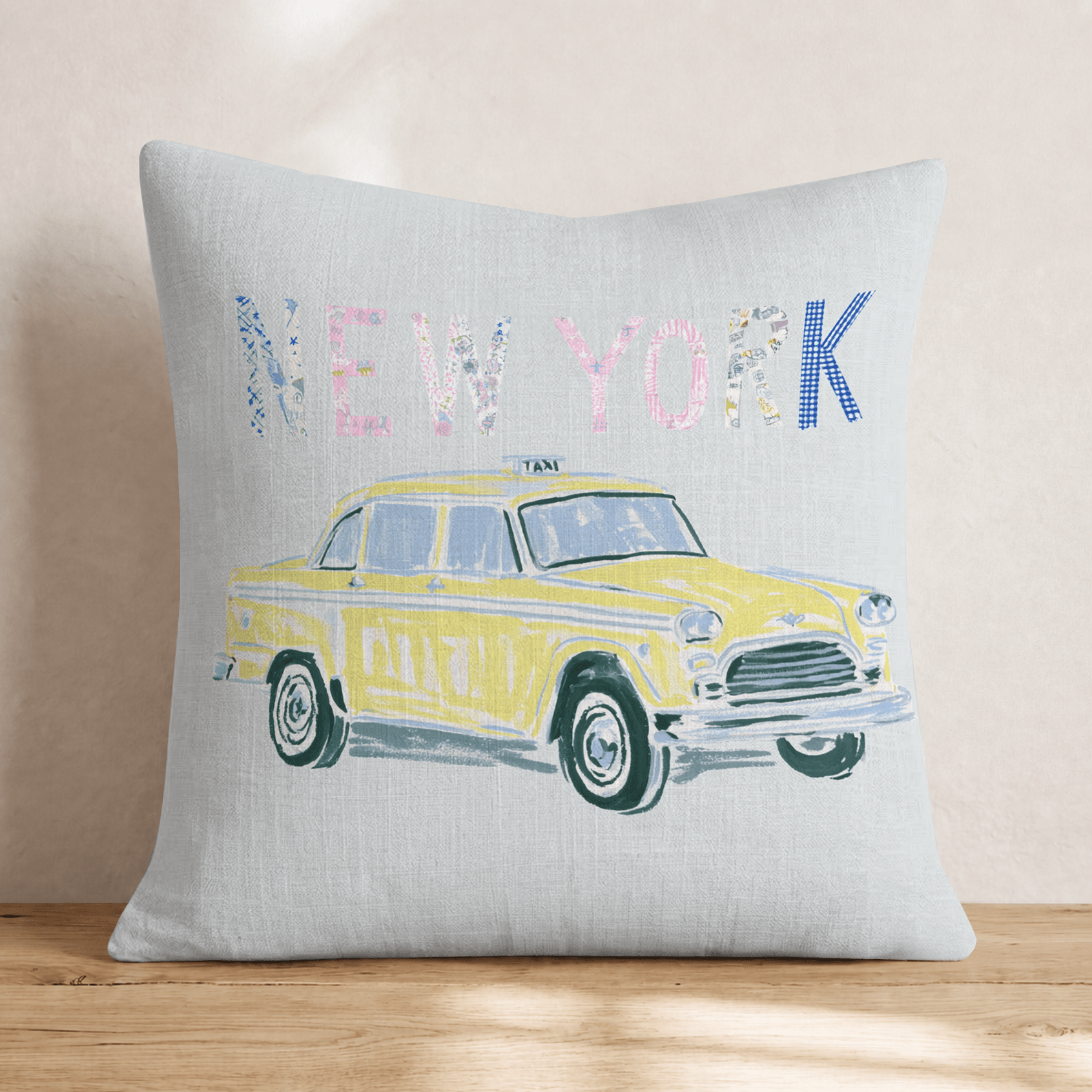 Whimsical NYC Taxi Throw Pillow - Hillcroft Home